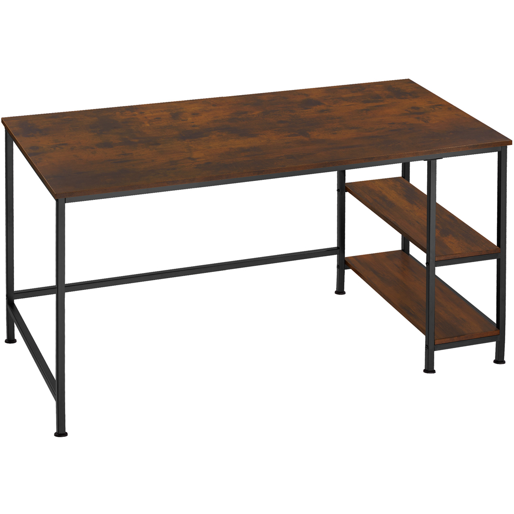 tectake Canton 2 Compartment Dark Wood Desk Image 2