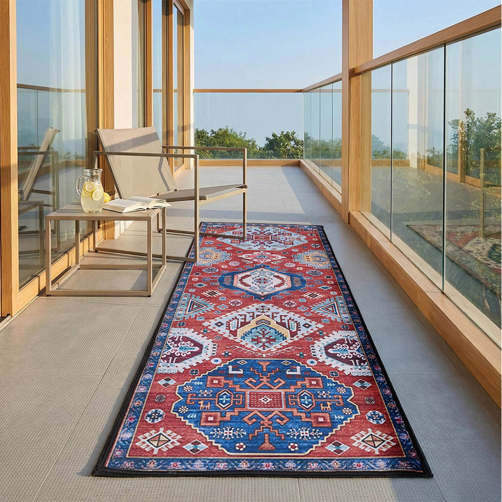 Living and Home Bohemian Eclectic Geometric Non-Slip Runner Rug 240 x 60cm Image 2