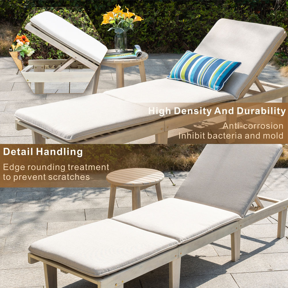 Direct Wicker Saned 5 Position Adjustable Wooden Sun Lounger with Side Table Image 6