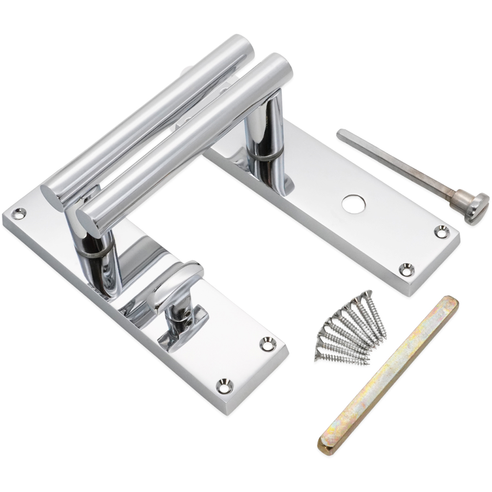 Spira Brass Jura Polished Chrome Lever on Backplate Bathroom Door Handle 2 Pack Image 3