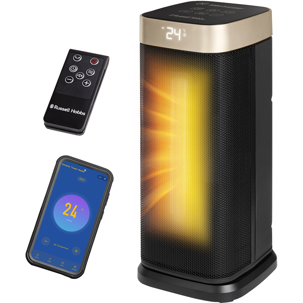 Russell Hobbs RHCTH2002G-SMT Black and Gold Square Smart Wi-Fi Enabled Ceramic Heater 2000W Image 2