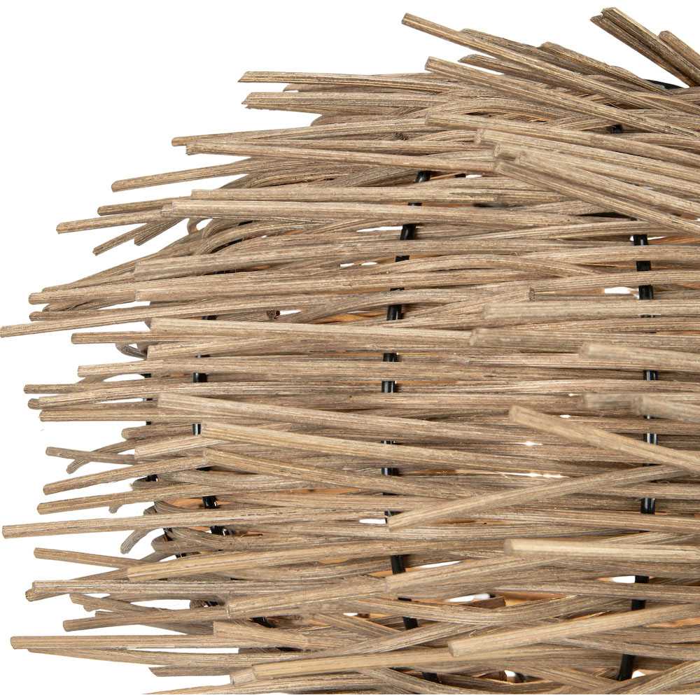 Happy Homewares Natural Brown Rattan Wicker Vintage Nest Pendant Shade Image 6