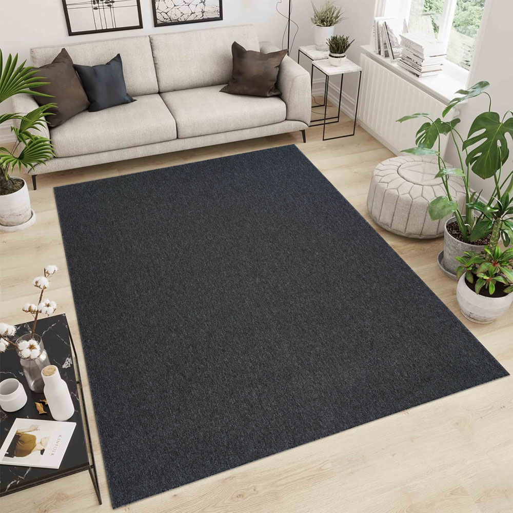 Desire Rugs Simple Dark Grey Low Pile Felt Backing Tufted Rug 150 x 80cm Image 2