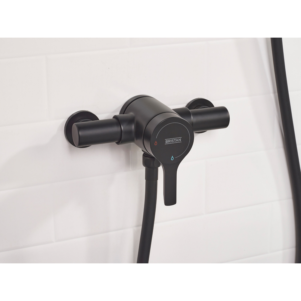 Bristan Onza Matt Black Thermostatic Exposed Shower Valve with Single-Function Handset Image 3