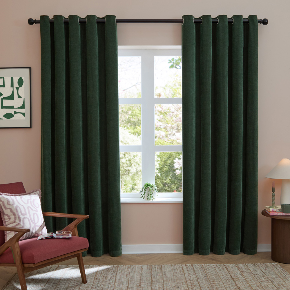 Furn Bottle Soft Chenille Blackout Eyelet Curtains 117 x 183cm Image 5