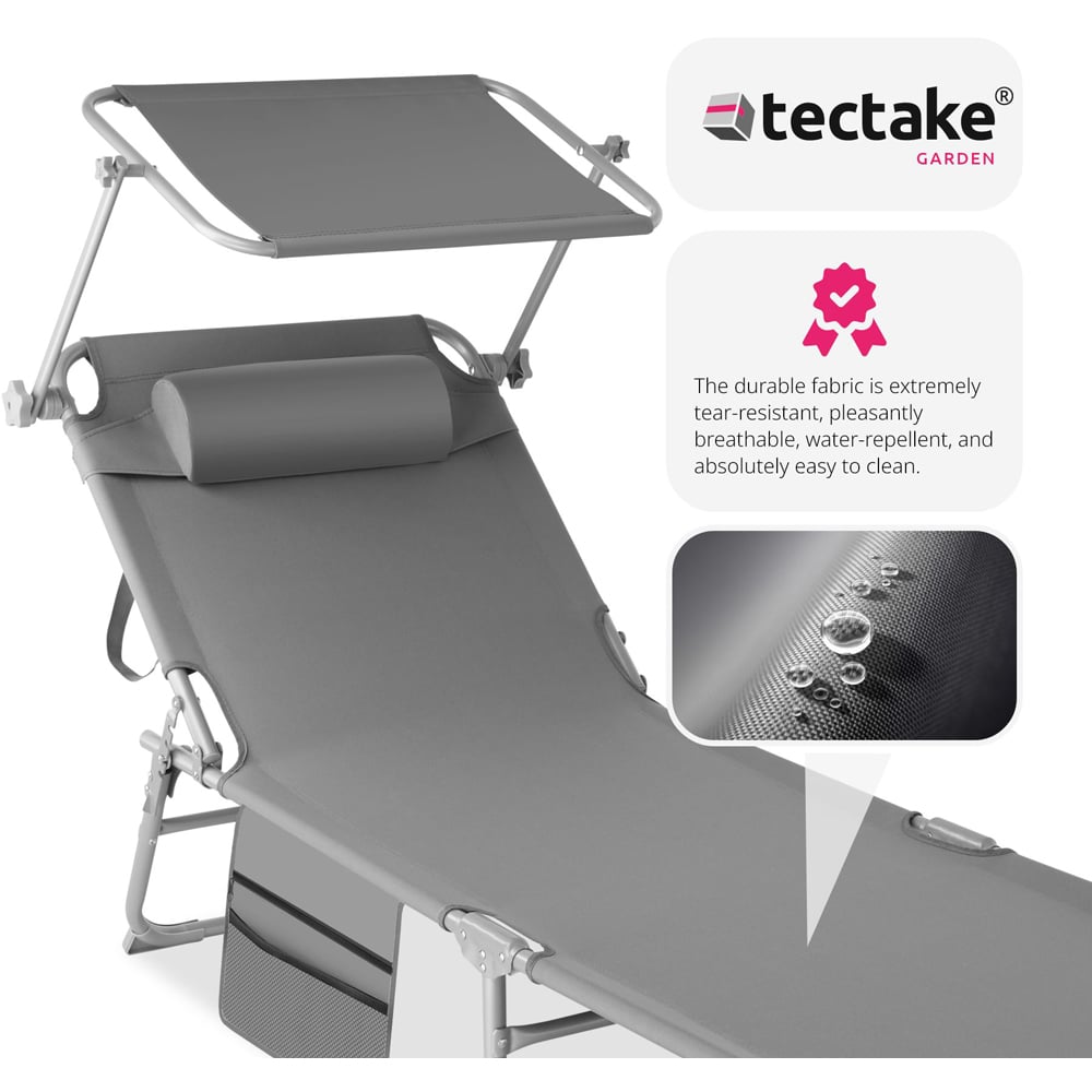 tectake Grey Foldable Sun Lounger Image 6