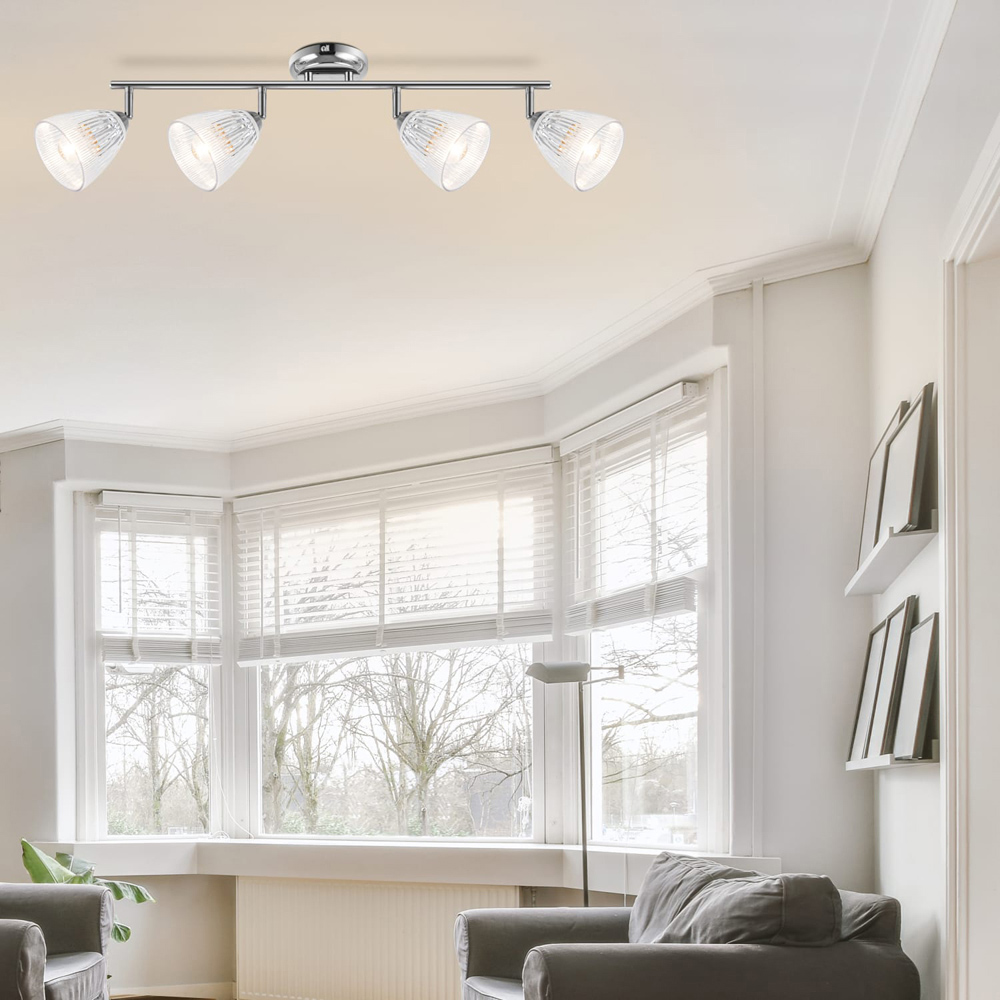 Cosylyte Athella Bathroom 4 Light Modern Ribbed Glass Spotlight Image 6