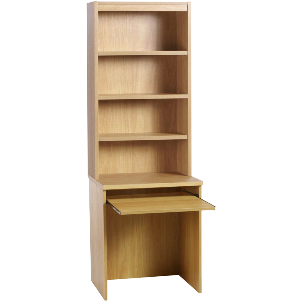 R White Cabinets 4 Shelf Small Laptop Desk with Keyboard Tray and Hutch Brown Image 2