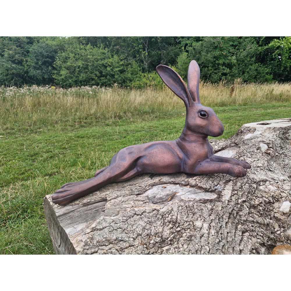 Inspirational Gifting Laying Hare Cast Aluminium Garden Ornament Image 2