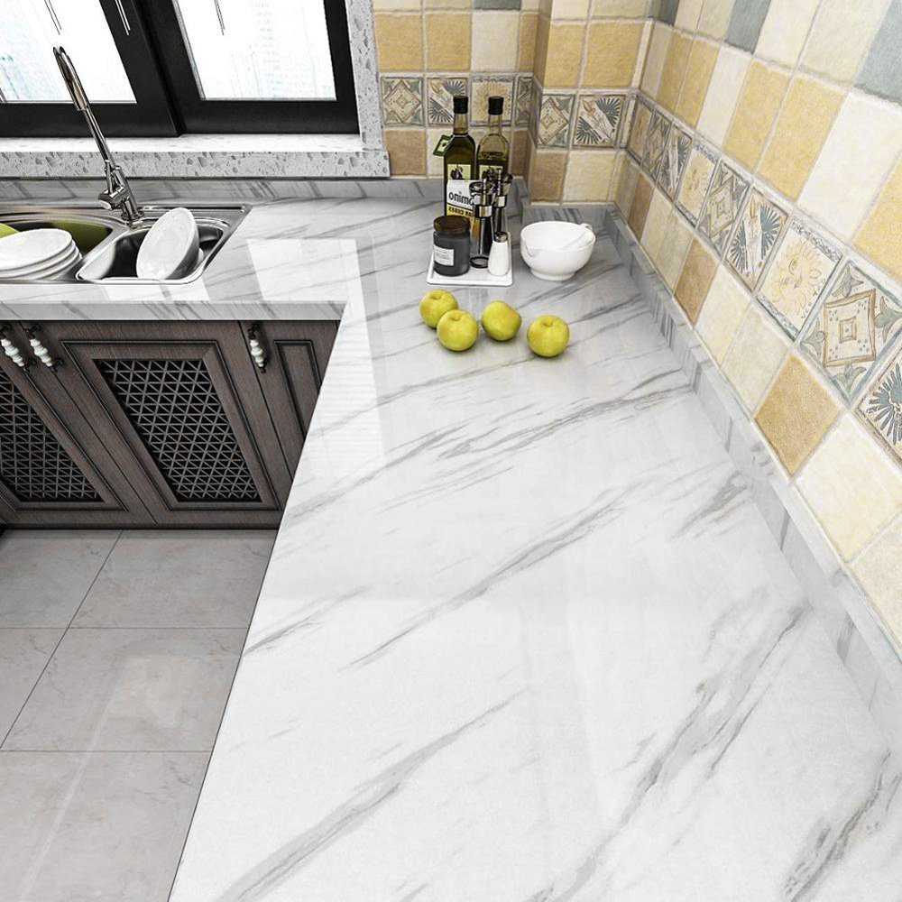 Living and Home Marble Light Grey Waterproof Oilproof Self-Adhesive Countertop Wallpaper Image 6