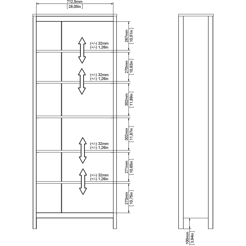 Florence Barcelona 6 Shelf White Bookcase Image 7