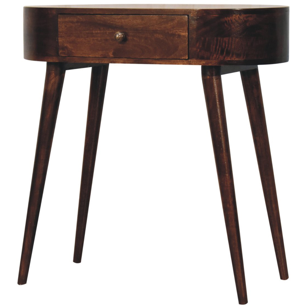 Artisan Furniture California Walnut Single Drawer Solid Wood Rounded Small Console Table Image 4