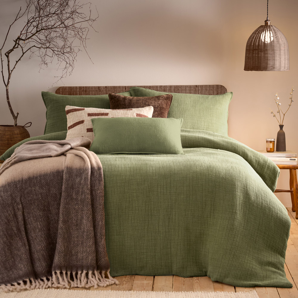 Yard Ribble King Size Khaki Acid Washed Duvet Cover Set Image 3