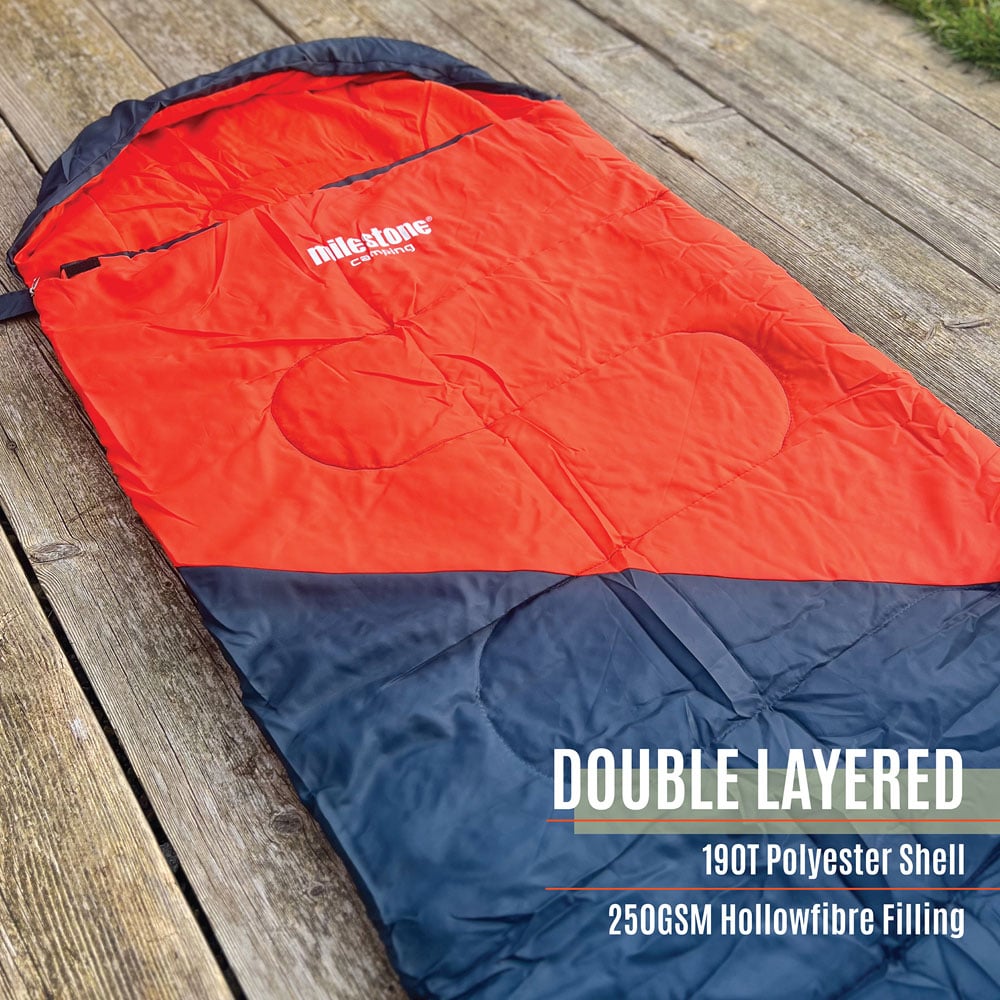 Milestone Camping 250 Hooded Orange Envelope Sleeping Bag Image 6