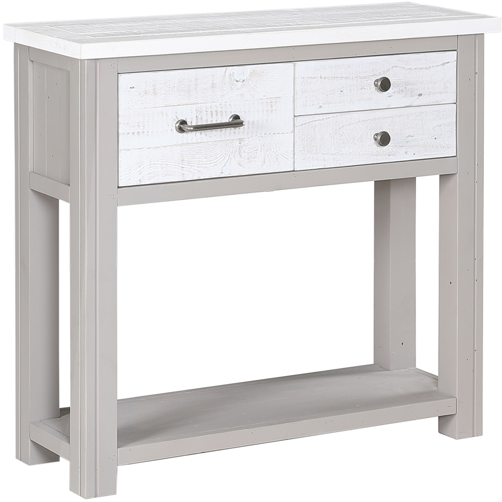 Baumhaus Greystone 3 Drawer Single Shelf White Console Table Image 2