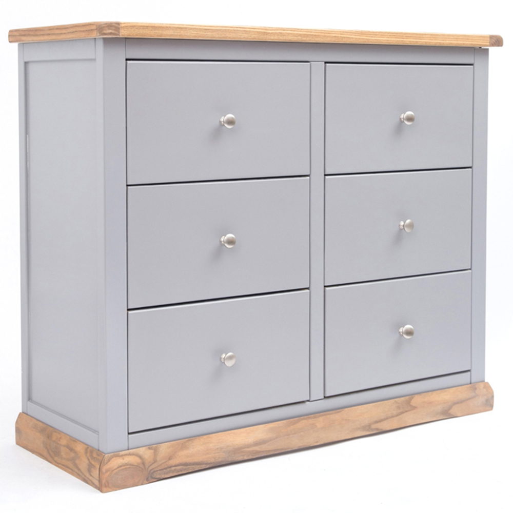 Cabinet Bits Biccari 6 Drawer Grey Chrome Knob Chest of Drawers Image 3