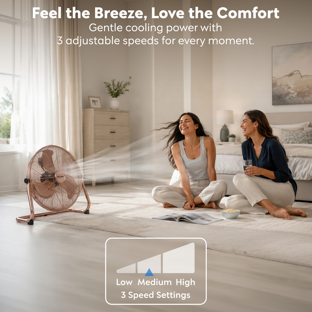 Air Pro Copper 3 Speed Powerful Air Cooling and Circulating Floor Fan 20 inch Image 6