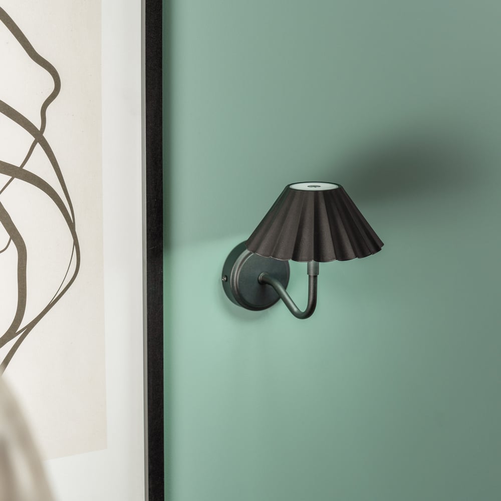 ValueLights Avery Black Easy Fit Rechargeable LED Wall Light 2 Pack Image 4