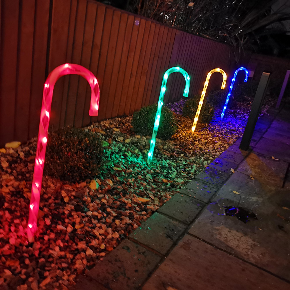 Samuel Alexander 4 Piece Multicolour LED Christmas Candy Cane Path Lights Set Image 4