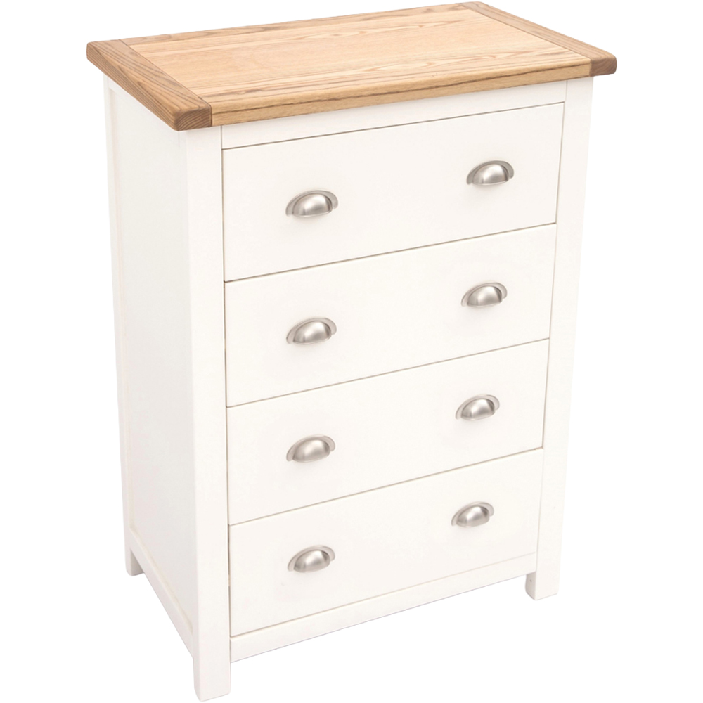 Cabinet Bits Lovere 4 Drawer Off White Chrome Cup Handle Chest of Drawers Image 4