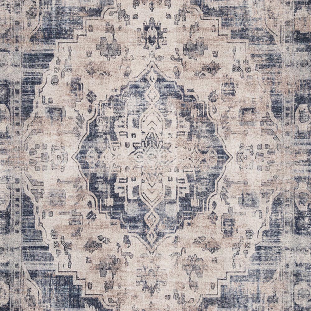 Kukoon Distressed Vintage Medallion Beige Blue Washable Rug 120 x 170cm Image 3