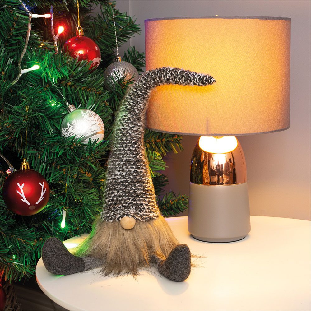 St Helens Fabric Grey Check Hat Santa-Gonk Decoration Image 5