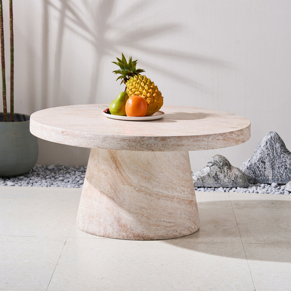 Desser Pisa Travertine Effect Pedestal Coffee Table Image 3