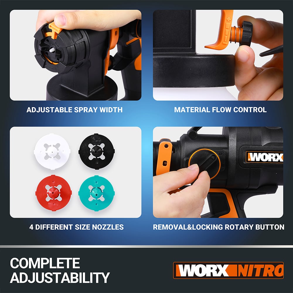 Worx WX020 20V HVLP Cordless Paint Sprayer with Battery and Charger Image 5