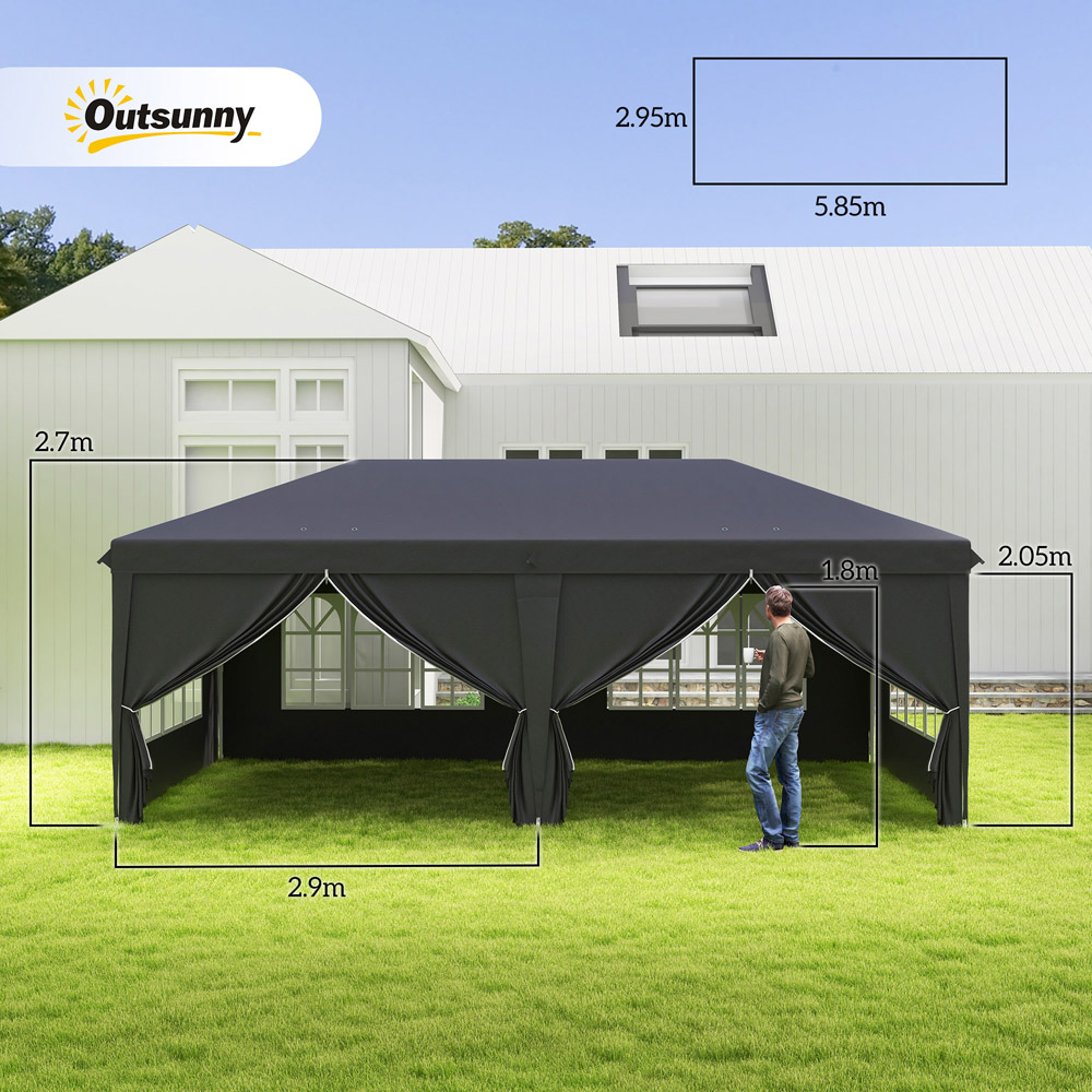 Outsunny 3 x 6m Black Pop Up Gazebo with Sides Image 8