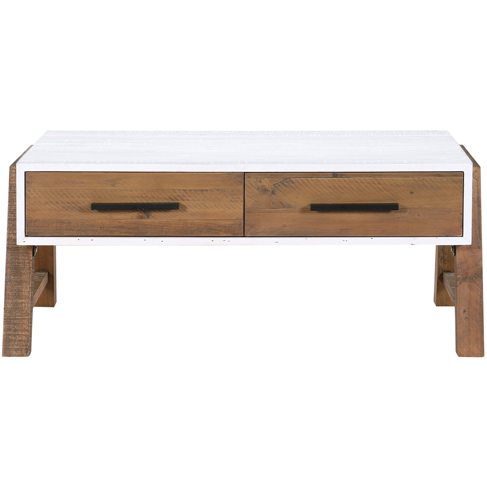 Baumhaus Trinity 2 Drawer White and Brown Coffee Table Image 2