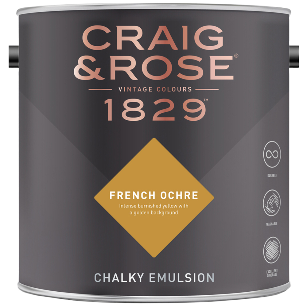 Craig & Rose Walls and Ceilings French Ochre Chalky Matt Emulsion Paint 2.5L Image 2