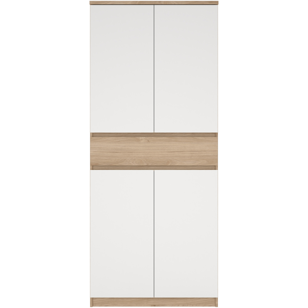 Florence 4 Door Single Drawer Jackson Hickory Oak and White Shoe Cabinet Image 3