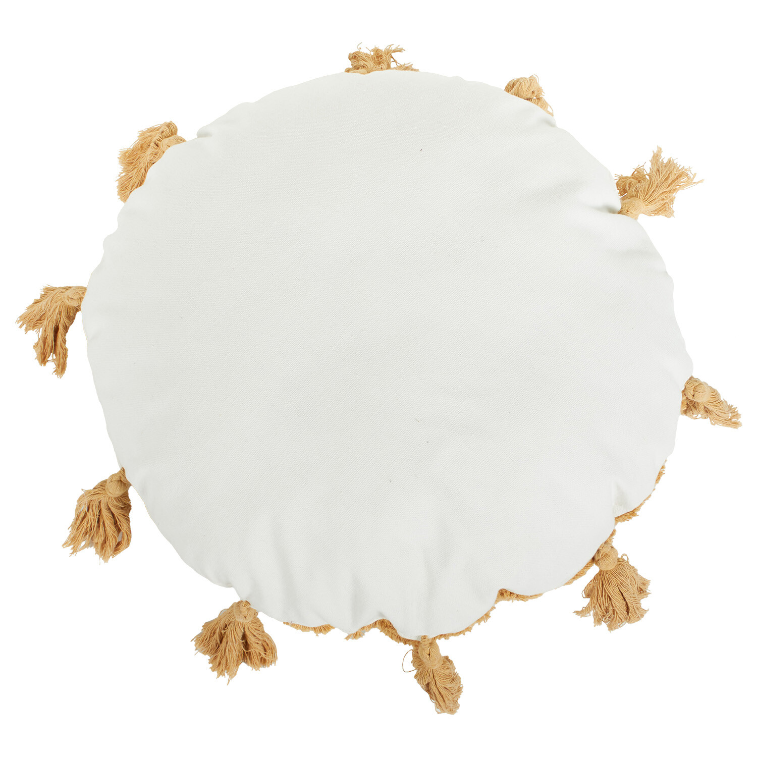 Coastal Outdoor Round Cushion - White and Gold Image 3