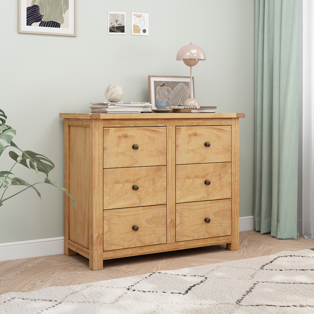 Cabinet Bits Lugo 6 Drawer Brown Brass Knob Chest of Drawers Image 8