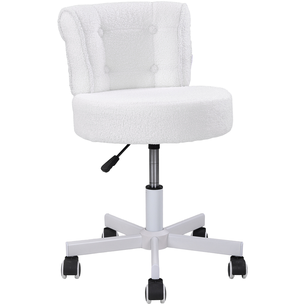 Living and Home White Teddy Fleece Button Tufted Vanity Chair with Castors Image 2