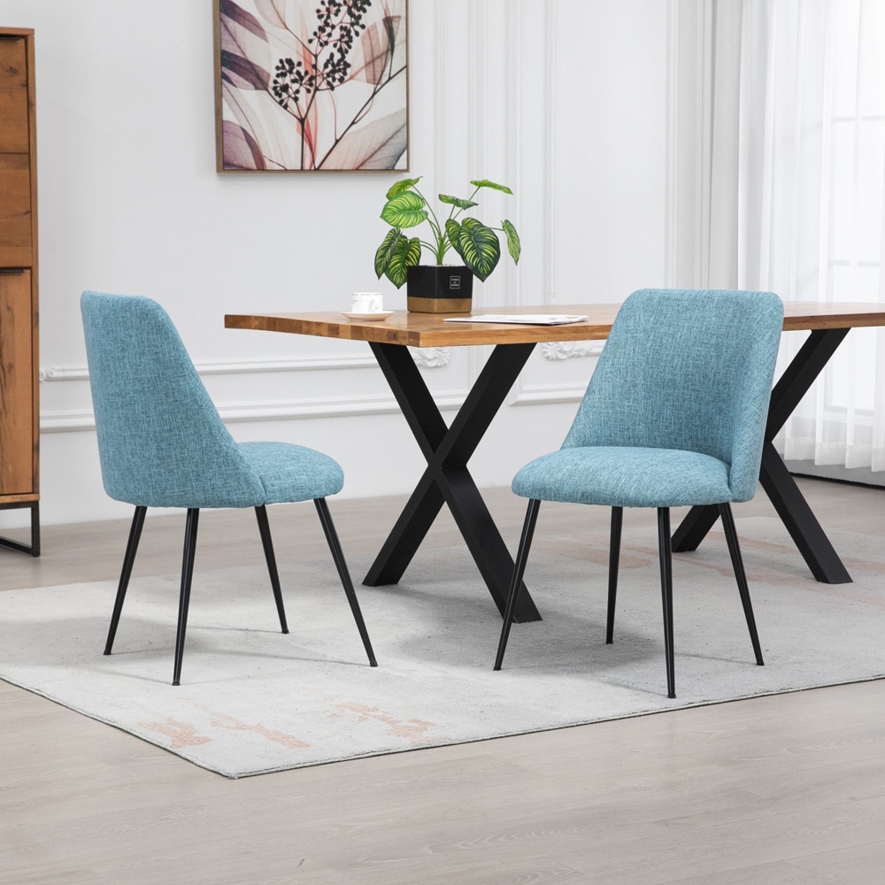 Artemis Home Morandi Set of 2 Teal Fabric Dining Chairs Image 4