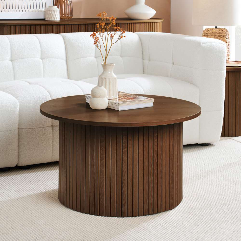 Birlea Axel Walnut Round Fluted Coffee Table Image 7