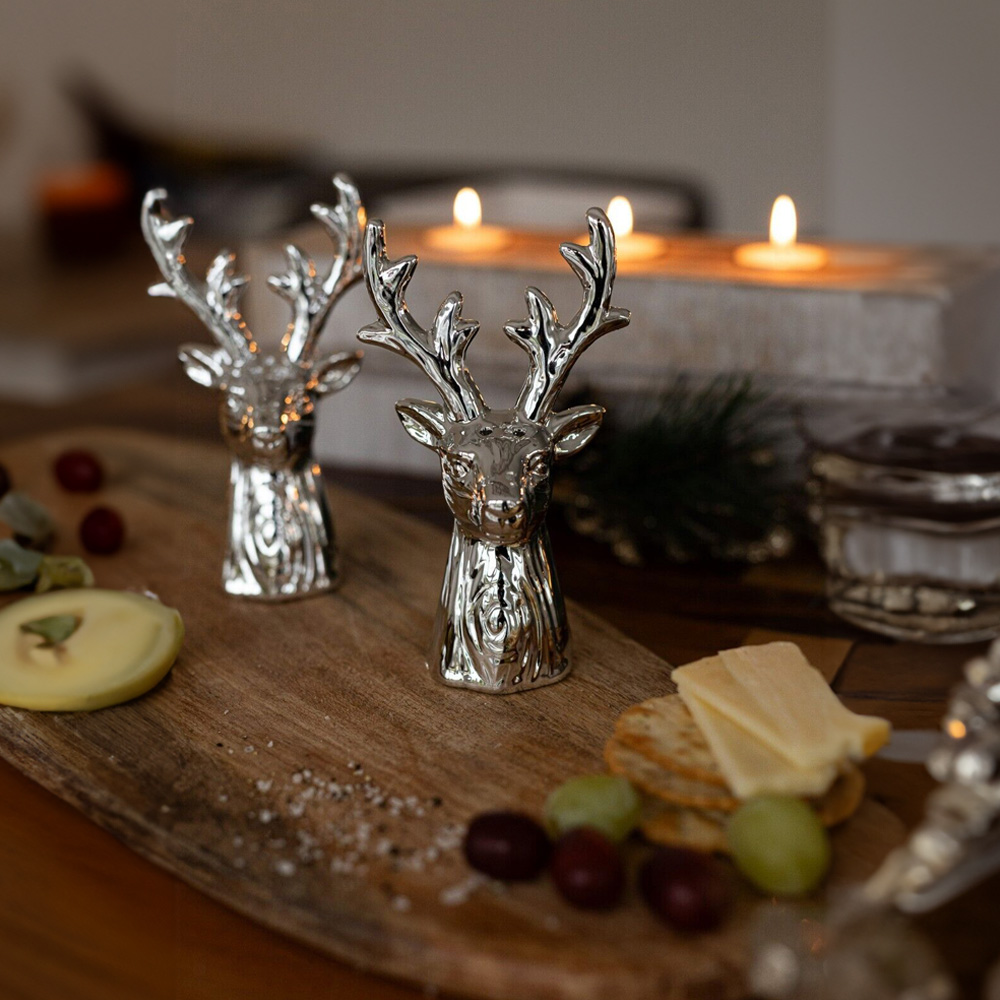 Marco Paul Silver Stag Head Salt and Pepper Mill Set Image 3