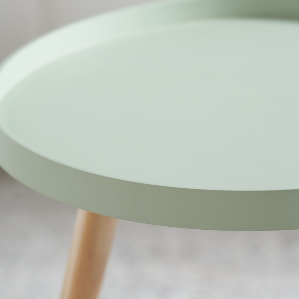 Pacific Lifestyle Halston Sage Green Wood Veneer and Natural Pine Wood Side Table Image 5