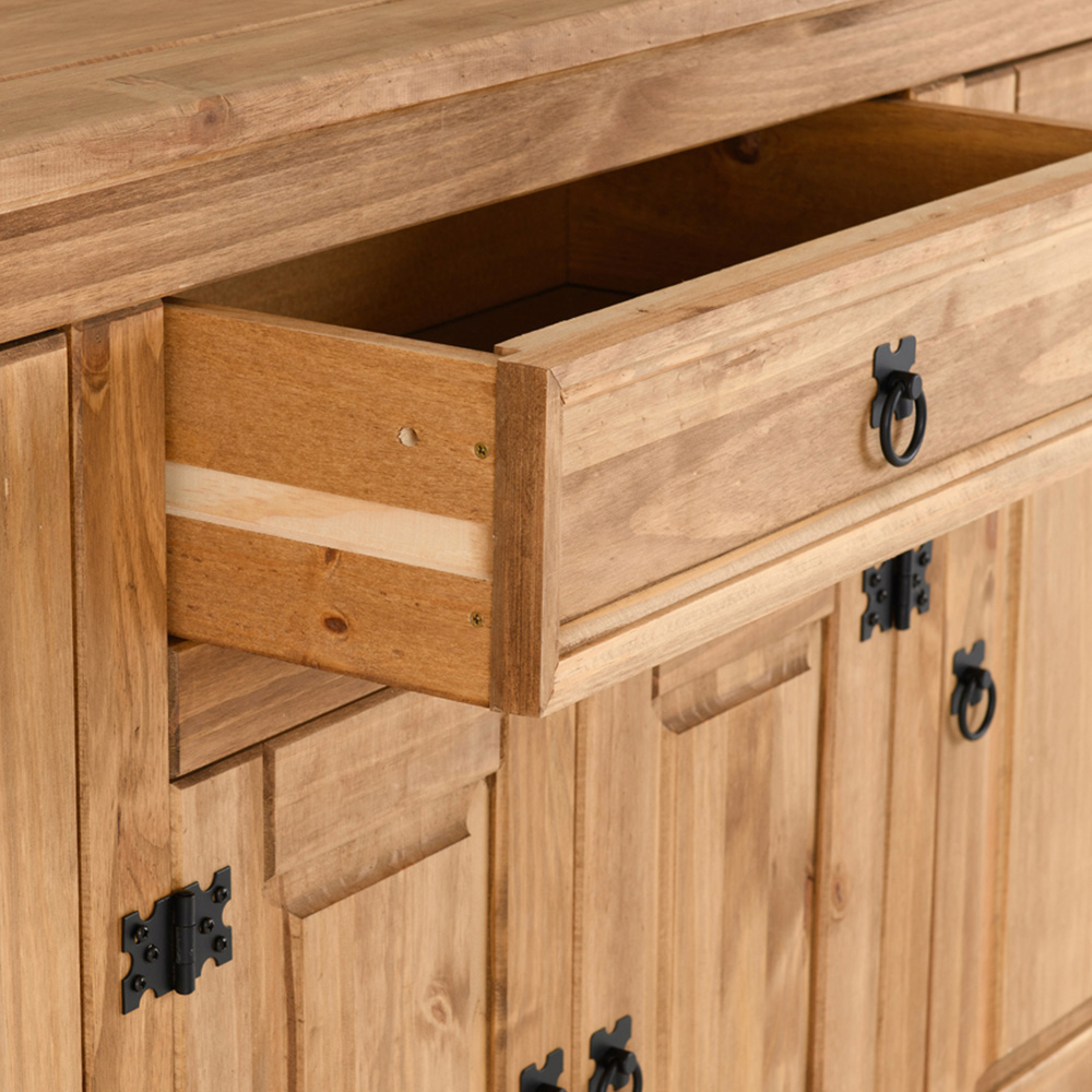 Seconique Corona 4 Door Single Drawer Distressed Waxed Pine Sideboard Image 5