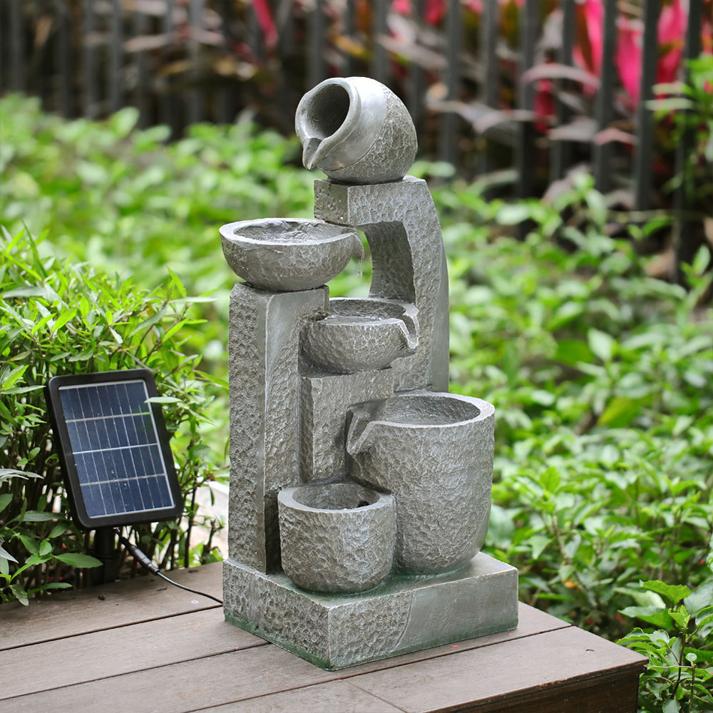 Living and Home Grey Cascade Solar Powered Water Feature Image 8