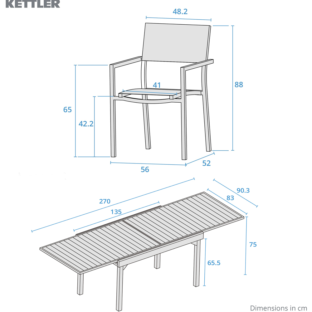 Kettler Sento 8 Seater Grey Extending Garden Dining Set Image 6