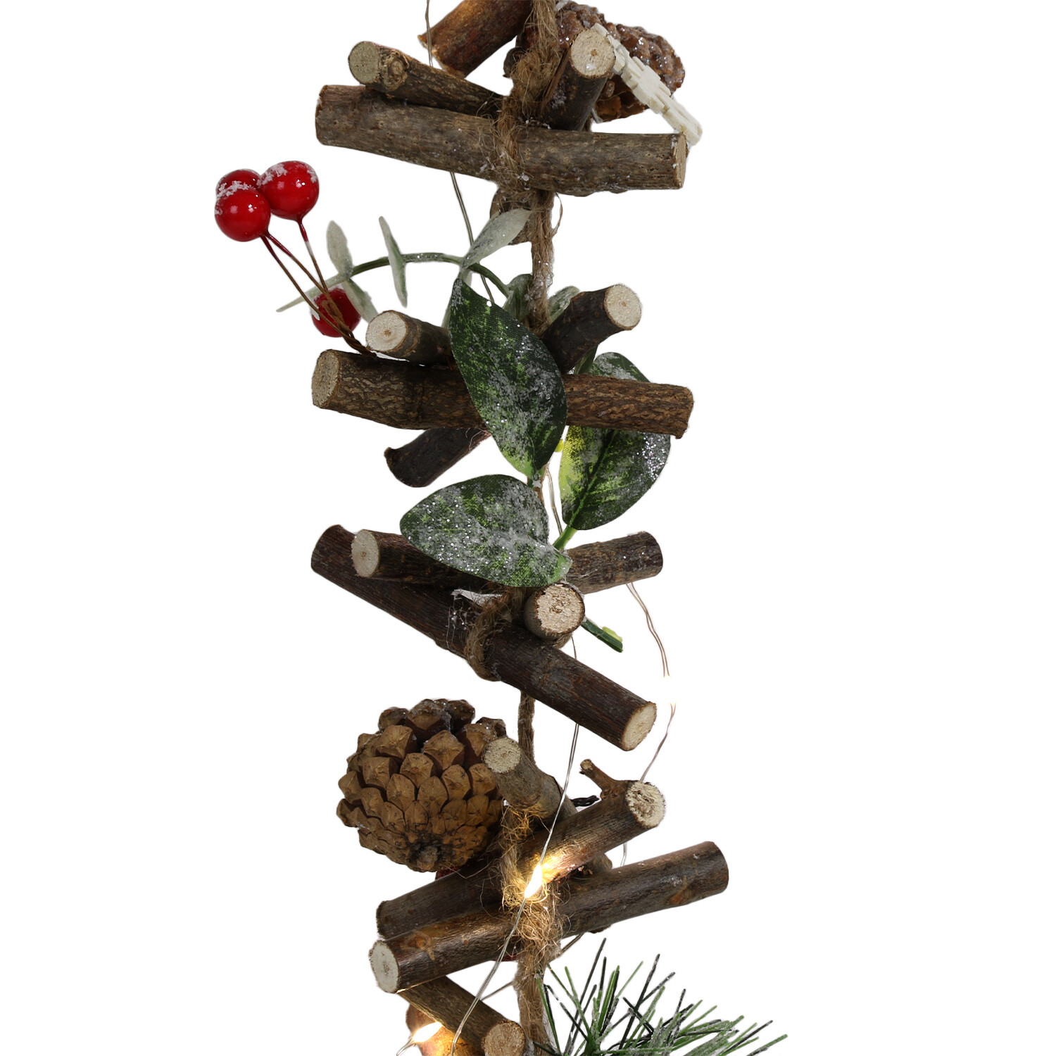 LED Snowflake and Berry Garland - Natural Image 2