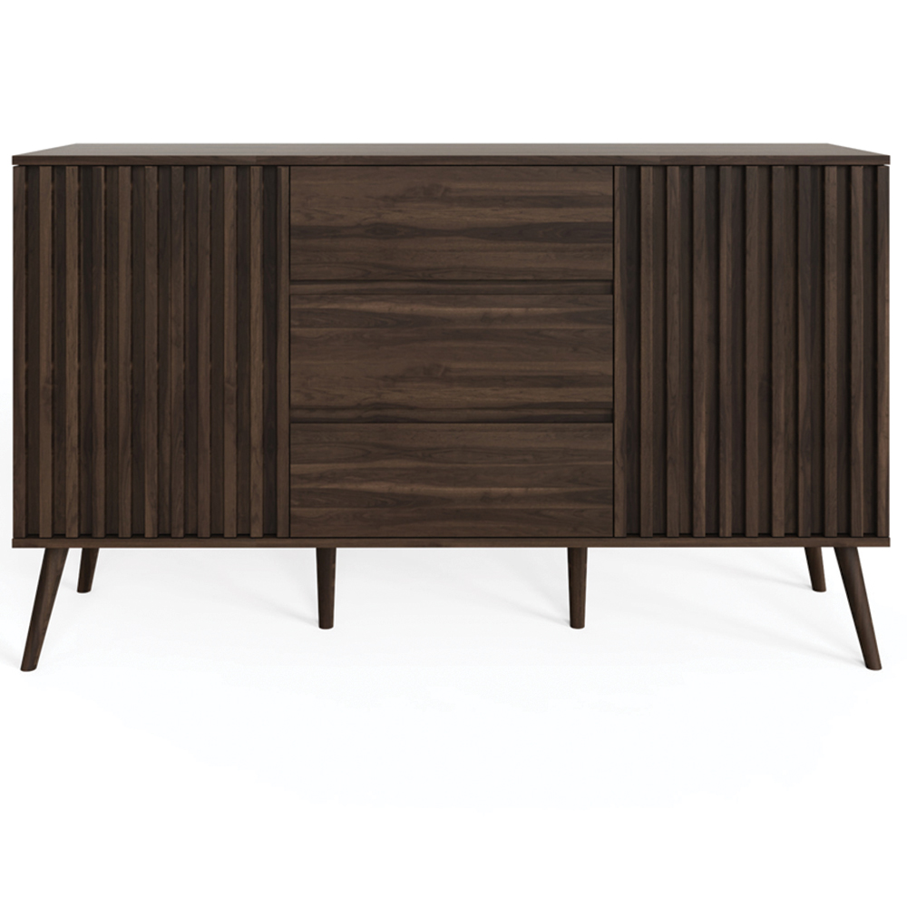 GFW Rowan 2 Door 3 Drawer Walnut Slatted Large Sideboard Image 4