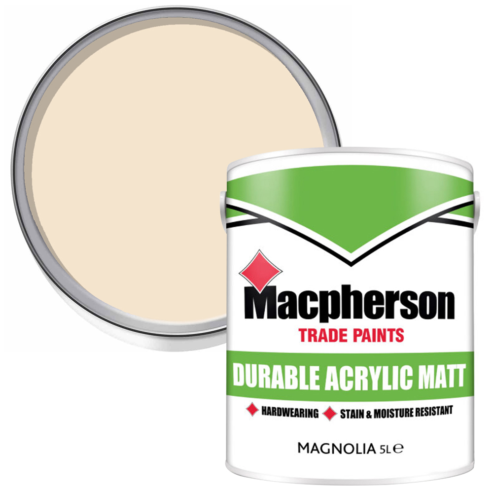 Macpherson Interior Magnolia Durable Acrylic Matt Emulsion Paint 5L Image 1