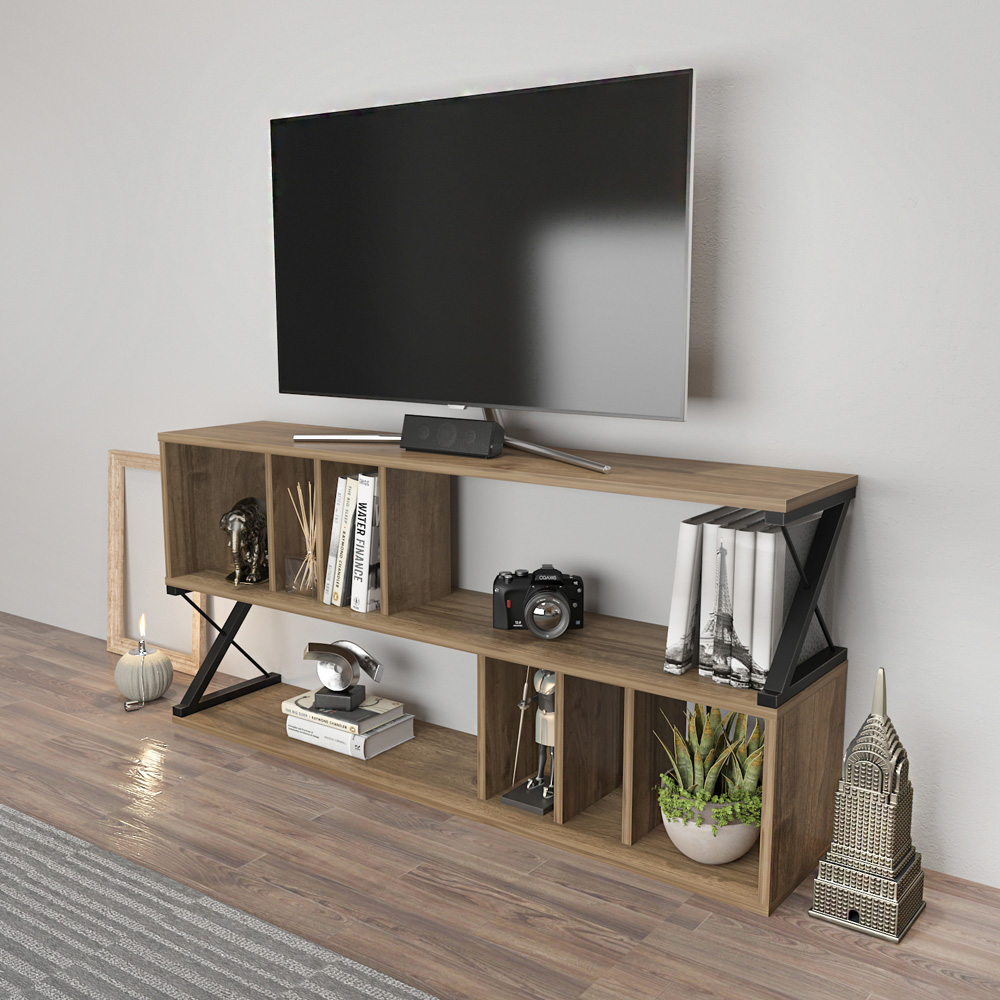 Decorotika Termas 8 Shelf Walnut and Black TV Unit Image 5