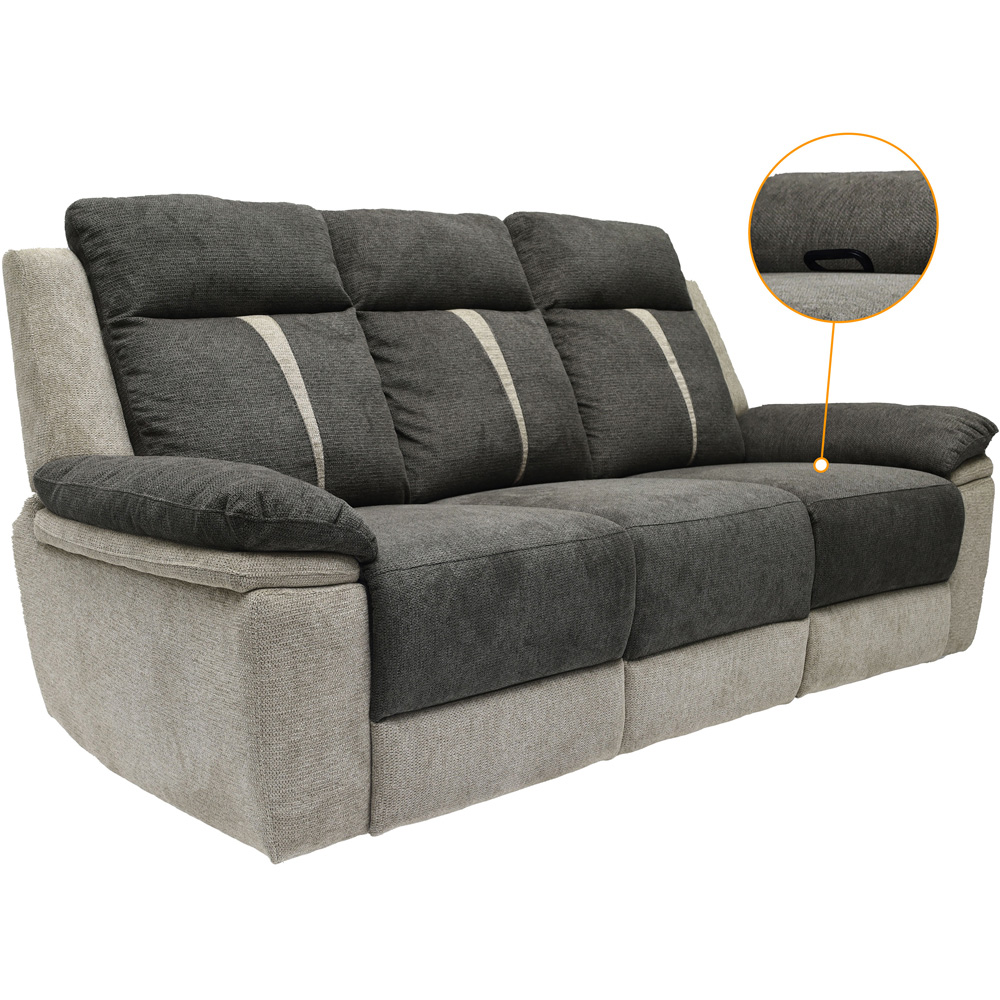 Comfy Living 5 Seater Grey Manual Recliner Sofa Set Image 3