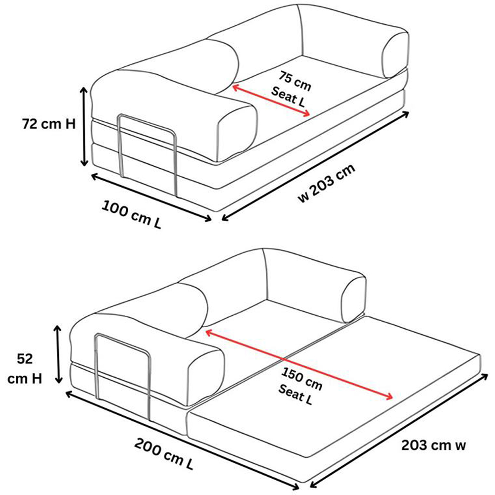 Sliding Wardrobes 4U 3 Seater Grey Larry Fabric Sofa Bed Image 9