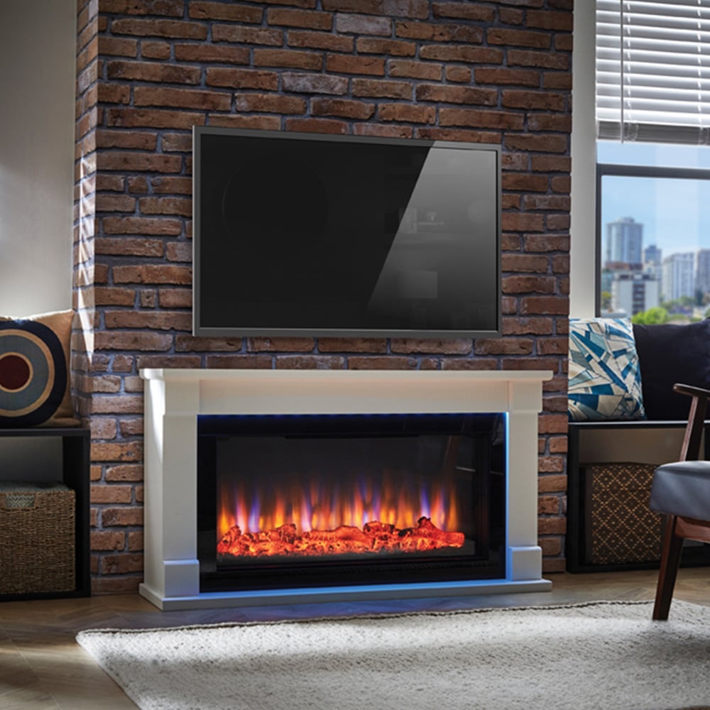 Suncrest Bradbury Ambience White and High Gloss Black Textured Electric Suite Image 2
