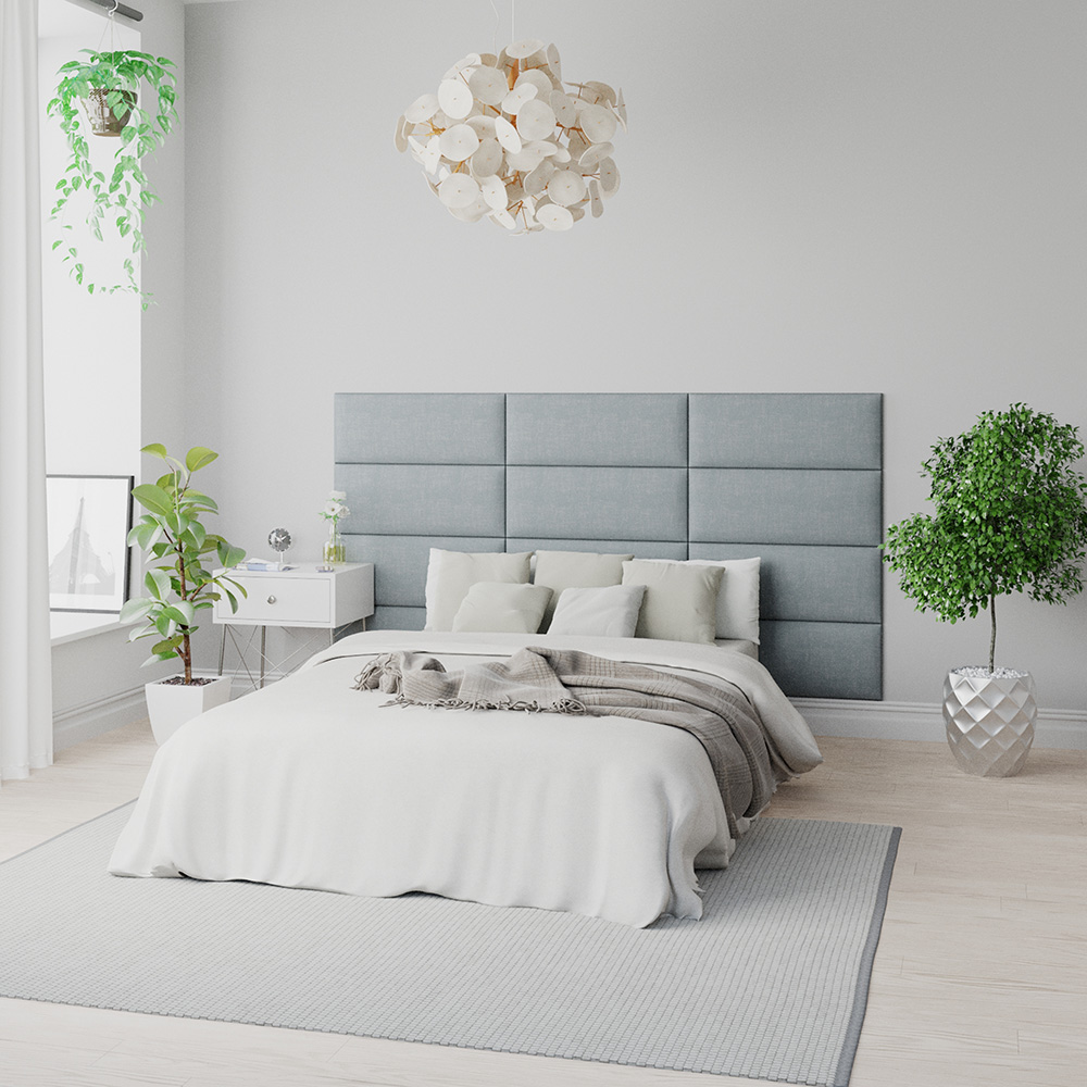 Aspire EasyMount Sky Blue Malham Weave Upholstered Wall Mounted Headboard Panels 8 Pack Image 1